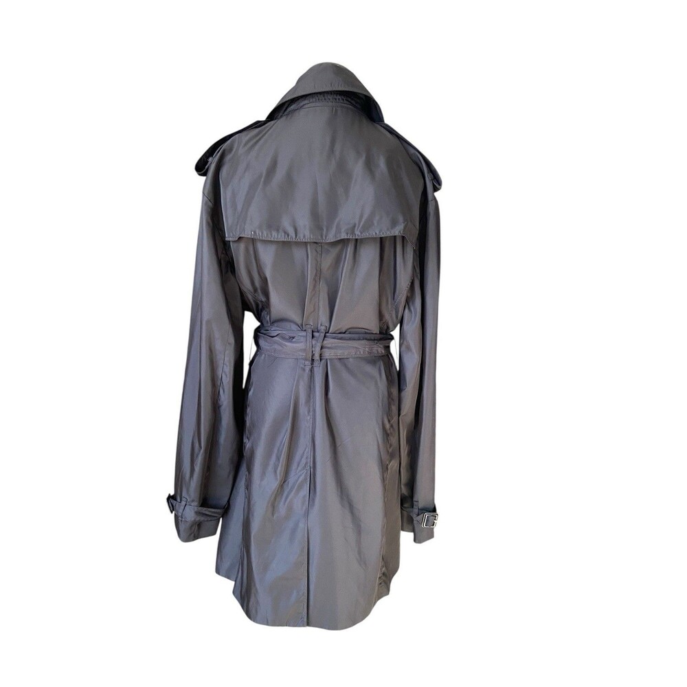 Norma Kamali Black Trench Coat Size XXL Double Breasted Belted Timeless Classic - Picture 3 of 12